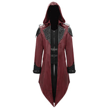 Load image into Gallery viewer, CT06902 punk handsome movie cool actor red hooded leather long coats