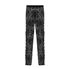 Load image into Gallery viewer, PT10701 Gothic black queen flocking printing sexy women elastic waistband mesh leggings