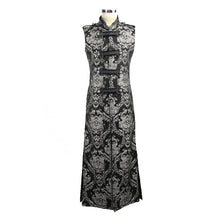Load image into Gallery viewer, CT07402 Black and silver palace floral men long waistcoat
