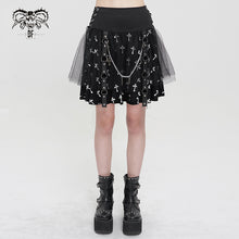 Load image into Gallery viewer, SKT15702 punk women black and white cross printed skirt
