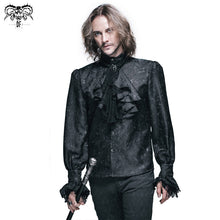 Load image into Gallery viewer, SHT01001 Paisley jacquard shining black rose lace cuff gothic men shirts with bow tie