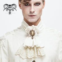 Load image into Gallery viewer, AS058 steampunk Cameo cream dark fringe jacquard cotton and linen lace bow tie