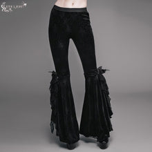Load image into Gallery viewer, EPT002 sexy women dark patterned stretchy embossed velvet flared pants
