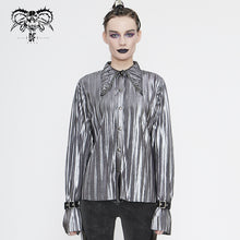 Load image into Gallery viewer, SHT05502 Cyberpunk silver black pleated blouse