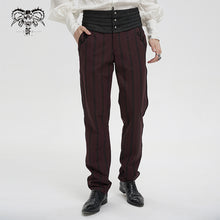 Load image into Gallery viewer, PT18902 Gothic red and black striped mid-high waist men's trousers