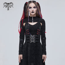 Load image into Gallery viewer, CA024 punk women black bone printed knitted shawl with straps