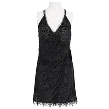 Load image into Gallery viewer, ESX001 sexy lingerie black velvet pattern translucent suspender nightdress