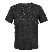 Load image into Gallery viewer, TT162 Punk knit ragged men T-shirt
