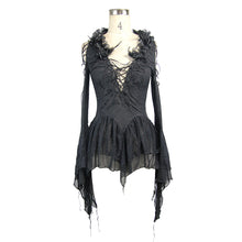 Load image into Gallery viewer, ETT009 big V-neck off the shoulder sexy women lace up long sleeves t-shirt