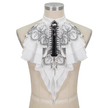 Load image into Gallery viewer, AS121 Black Thread Embroidered White Gothic Bow Tie