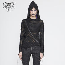 Load image into Gallery viewer, TT147 Two-wear basic hooded T-shirt with diagonal zipper