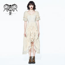 Load image into Gallery viewer, SKT077 creamy white steampunk Victoria vintage drawstring embroidered lace women long dress