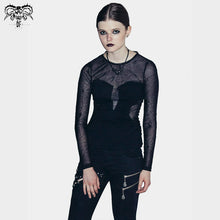 Load image into Gallery viewer, TT002 elastic Spider web round collar knitted sexy transparent back women thin T-shirt