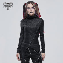 Load image into Gallery viewer, TT181 Punk high neck pleated T-shirt