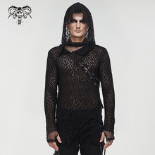 Load image into Gallery viewer, TT186 Punk Hooded Irregular Big Net T-shirt