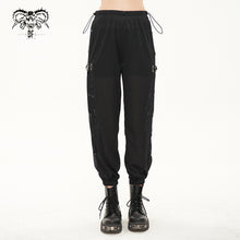 Load image into Gallery viewer, PT178 Women elastic waistband side slit mesh punk pencil pants