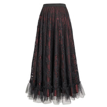 Load image into Gallery viewer, SKT160 Gothic Lace big Swing Black and Red Women's Skirt