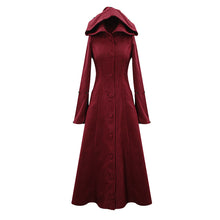 Load image into Gallery viewer, CT12602 daily life winter sexy women red gothic party woolen hooded long coat with fur