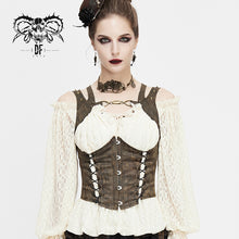 Load image into Gallery viewer, WT052 coffee Steampunk shapewear sexy women lace up slim waistcoats