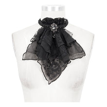 Load image into Gallery viewer, AS08001 black Gothic chiffon lace bow tie