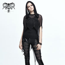 Load image into Gallery viewer, CA008 black women punk hooded mesh bat shawl