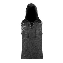 Load image into Gallery viewer, TT137 Devil fashion biker punk rock metallic hooded tattered knit men top