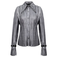 Load image into Gallery viewer, SHT05502 Cyberpunk silver black pleated blouse