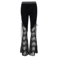 Load image into Gallery viewer, PT15201 daily life sexy women Gothic mesh flared trousers with side tie