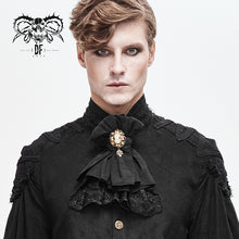 Load image into Gallery viewer, AS068 unisex style Cameo dark fringe jacquard cotton and linen black men lace bow tie