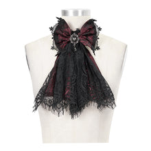 Load image into Gallery viewer, AS07302 black and red Gothic lace bow tie