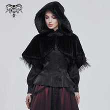 Load image into Gallery viewer, CA02501 Short dark grained plush hooded cloak