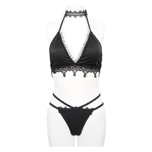 Load image into Gallery viewer, SST010 Gothic lace halter bikini swimsuit suit