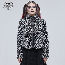 Load image into Gallery viewer, CT182 women black and white striped quilted wool jacket