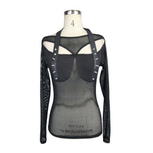 Load image into Gallery viewer, TT085 Summer sexy women punk nailed chest halter mesh T-shirt