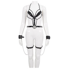 Load image into Gallery viewer, SX009 punk women Pentagram sexy belt underwear with t-back and leather handcuffs