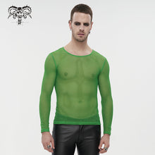 Load image into Gallery viewer, TT19804 Green Diamond-shaped net basic style long sleeves men t-shirts