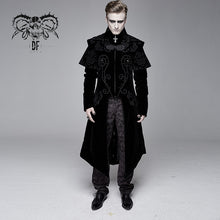 Load image into Gallery viewer, CT13401 Hand-embroidered cape collar black velveteen gothic coat for men