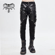 Load image into Gallery viewer, PT115 patchwork asymmetric rivet studded punk leather men trousers