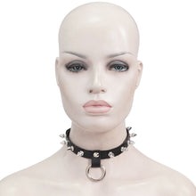 Load image into Gallery viewer, AS077 punk rock women spiked metal ring leather chocker