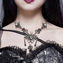 Load image into Gallery viewer, EAS006 Victoria ancient gold vintage distressed alloy necklace with jewel and pearls