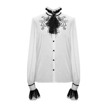Load image into Gallery viewer, SHT04102 punk wedding Gothic embroidered long sleeve chiffon white men shirt with necktie