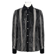 Load image into Gallery viewer, SHT063 Gothic Irregular Stripe Velvet Burnt Out Pleated Basic Style Shirts