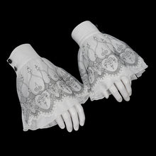 Load image into Gallery viewer, AS122 Black Thread Embroidered White Gothic oversleeves