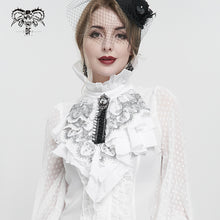 Load image into Gallery viewer, AS121 Black Thread Embroidered White Gothic Bow Tie