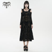 Load image into Gallery viewer, SKT163 Gothic flocked printing off-the-shoulder dress