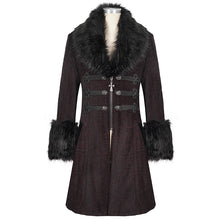 Load image into Gallery viewer, CT19002 red Gothic fur collar coat