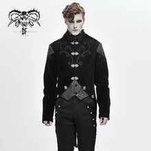 Load image into Gallery viewer, CT14001 vintage fastener gothic men black fake two pieces embroidered velvet jackets
