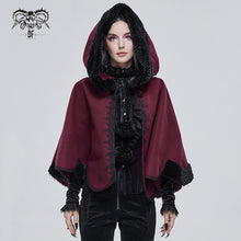 Load image into Gallery viewer, CA02802 wine double sided woolen contrast color shawl with fur