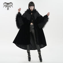 Load image into Gallery viewer, CT203 Gothic oversized shawl fur collar coat