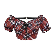 Load image into Gallery viewer, SST019C Scottish red plaid swimsuit blouse